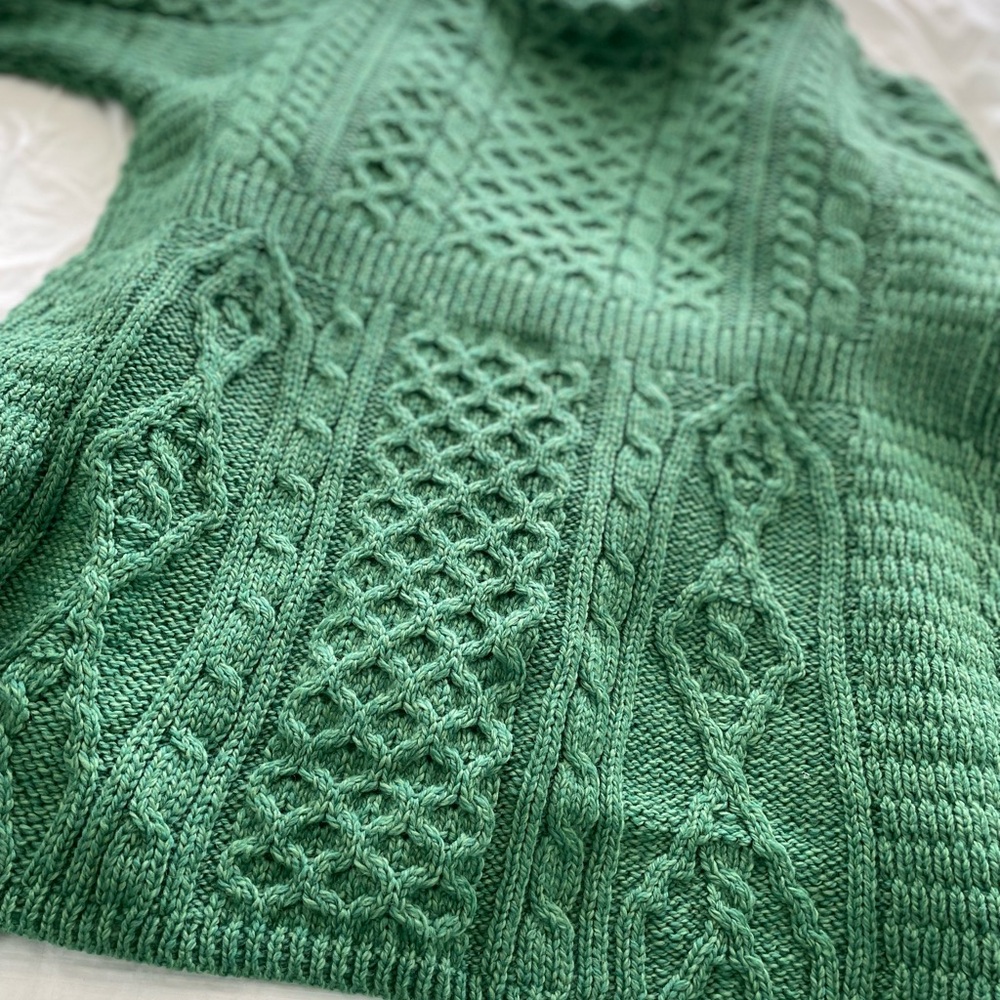Emerald Cable Knit Turtleneck Sweater